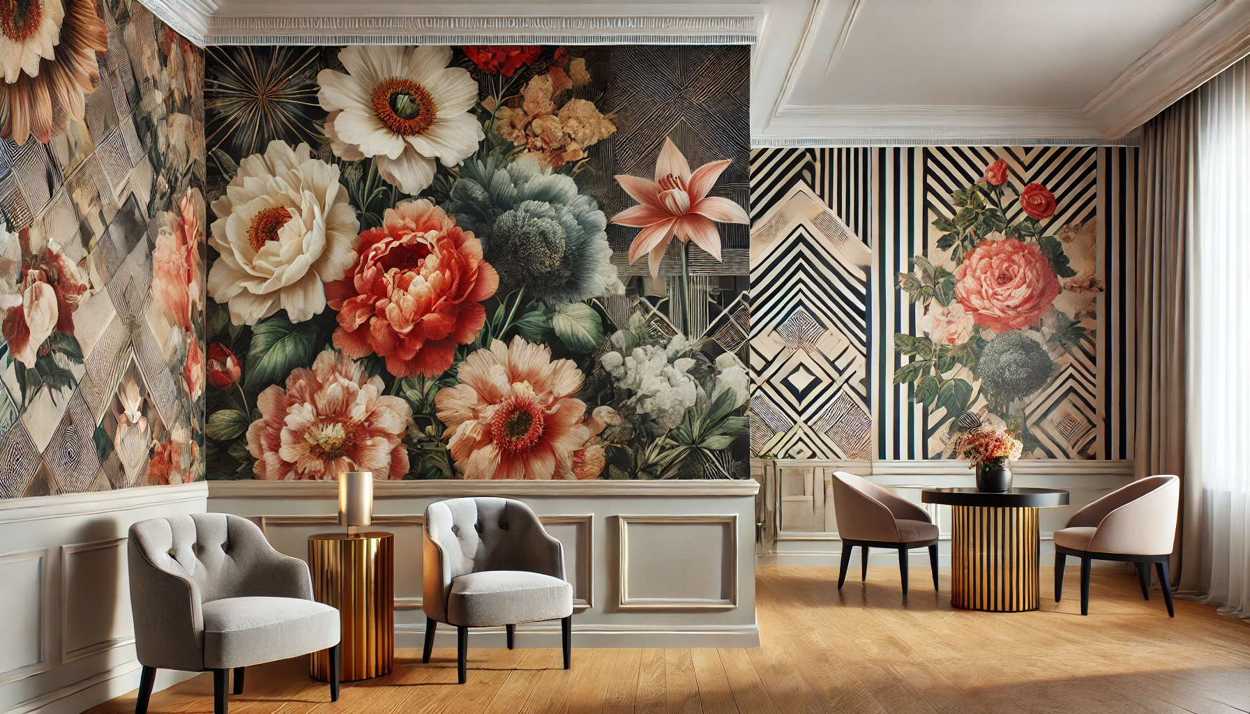 Bold Floral And Geometric Wallpaper For Modern Home Design