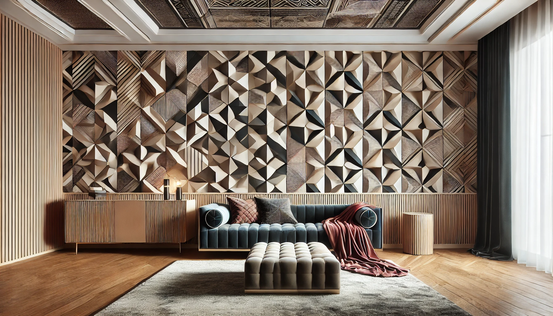 Bold Geometric Wallpaper With Soft Textures In Modern Interiors