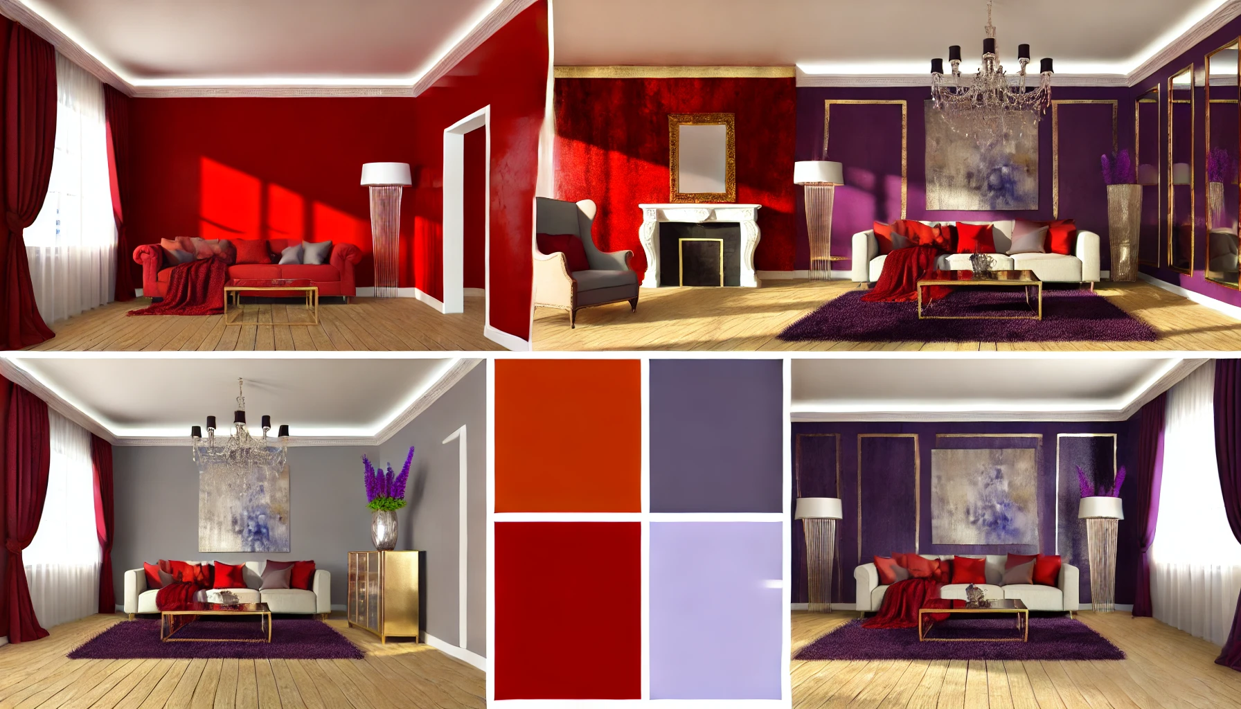 Bold Interior With Vibrant Reds, Oranges, And Deep Purples