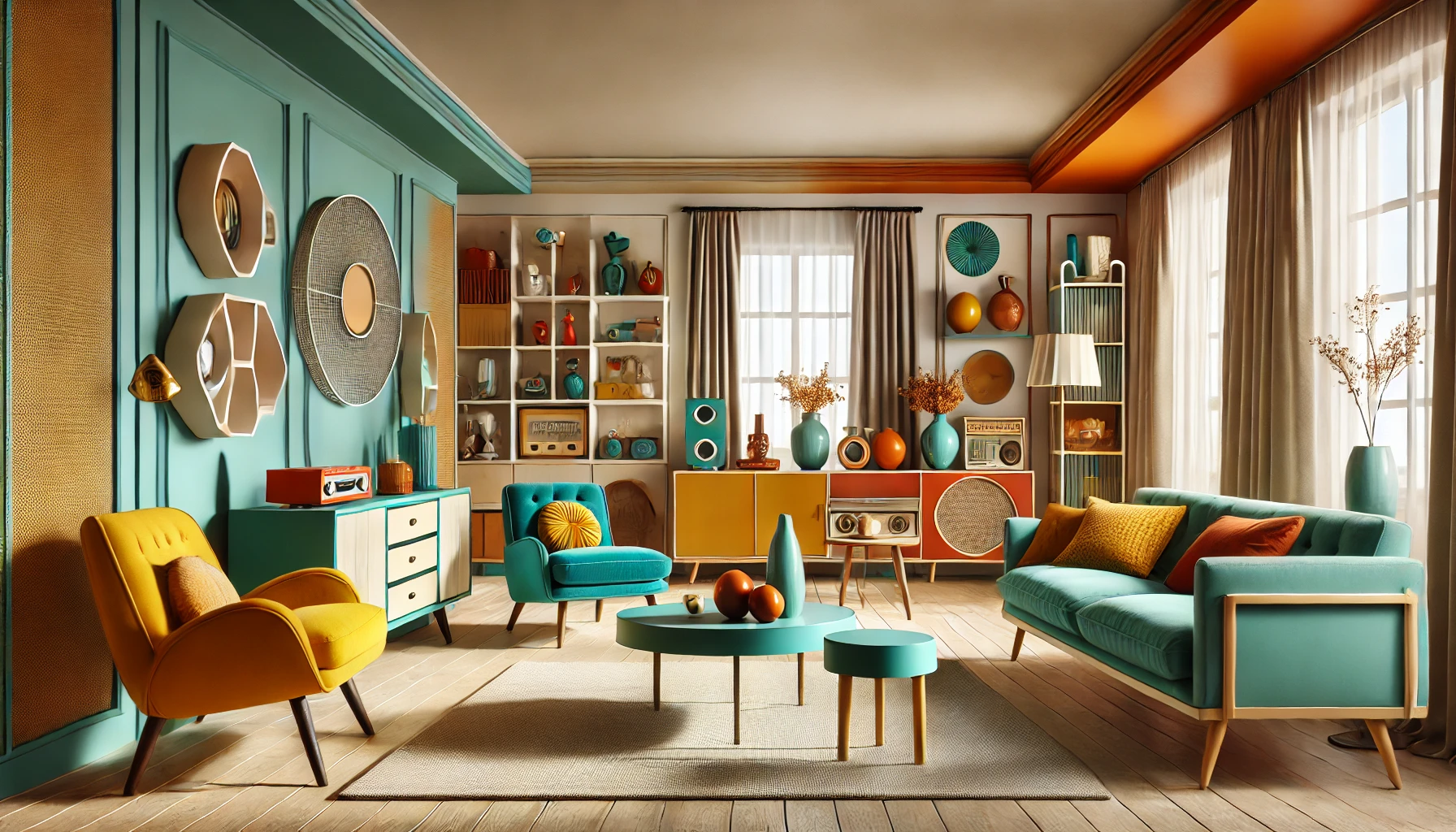 Bold Retro-Modern Color Scheme with Mustard Yellow and Teal Accents