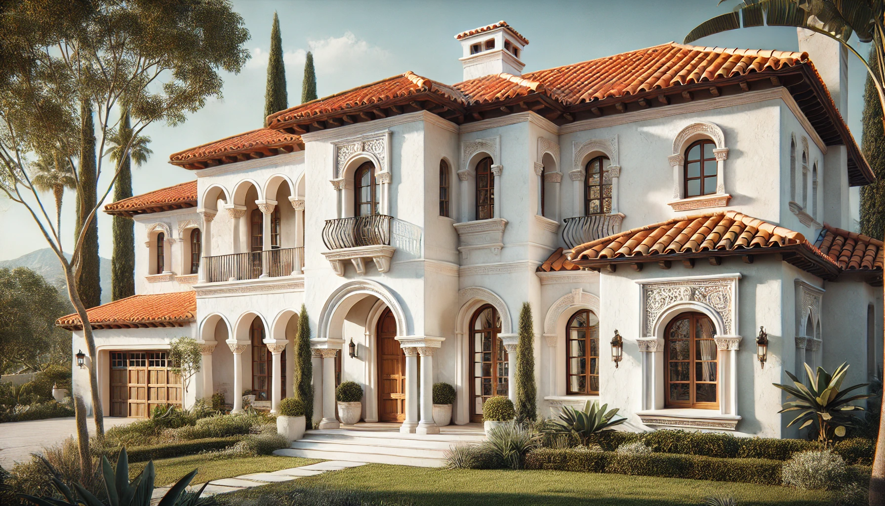 Classic Mediterranean Architecture with Stucco and Terracotta