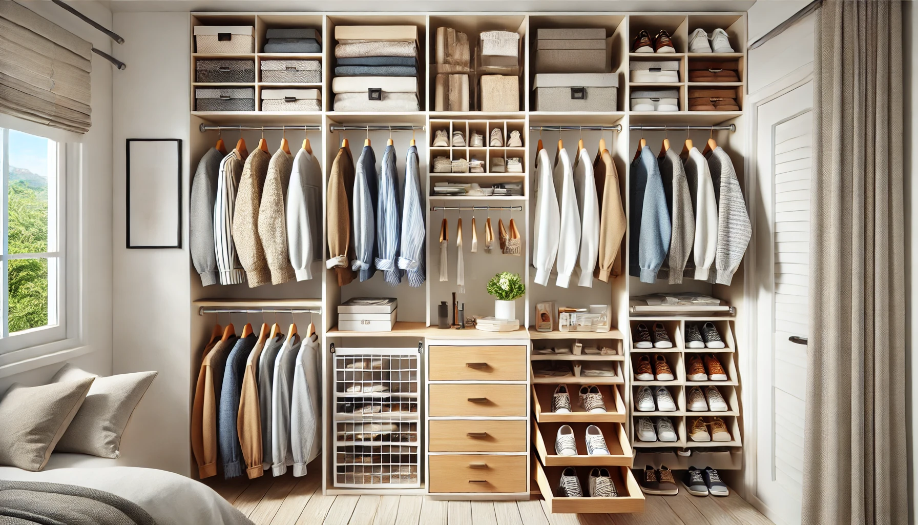 Compact Closet with Practical Accessories for Efficient Storage