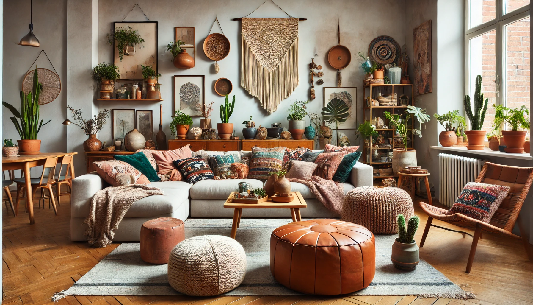 Cozy Bohemian Living Room With Eclectic Seating And Accessories