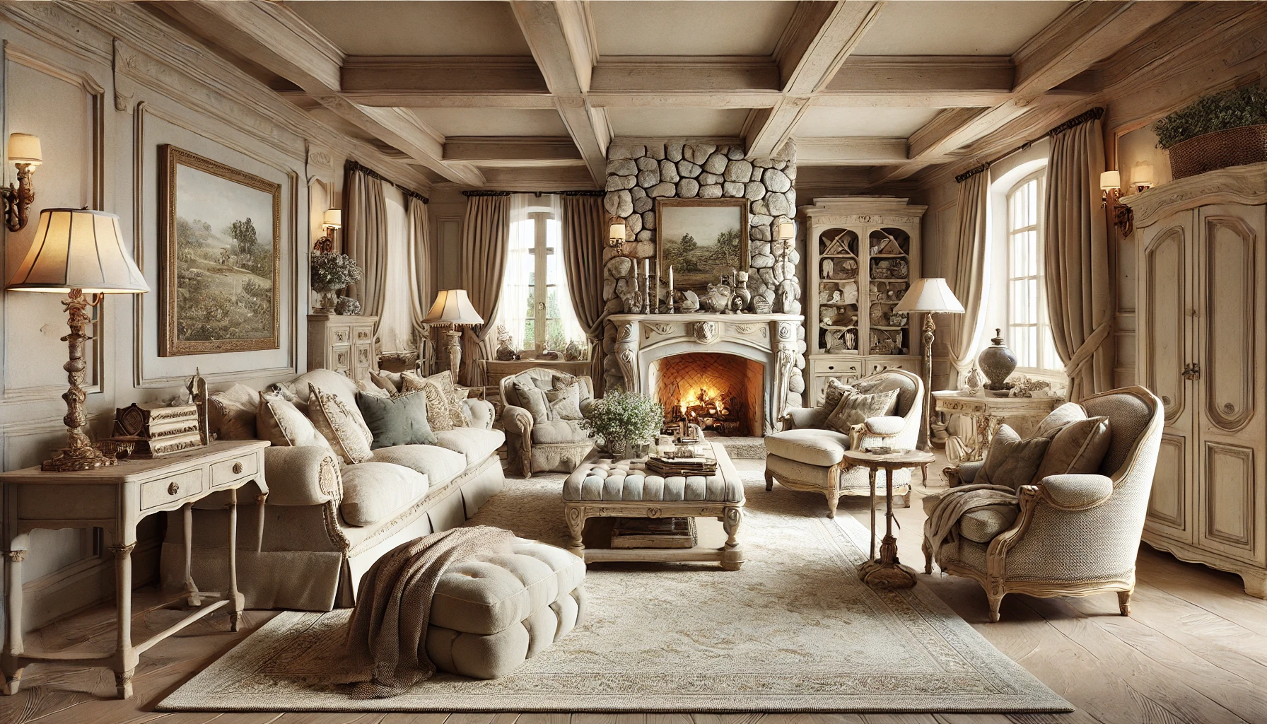 Cozy French Country Style Living Room