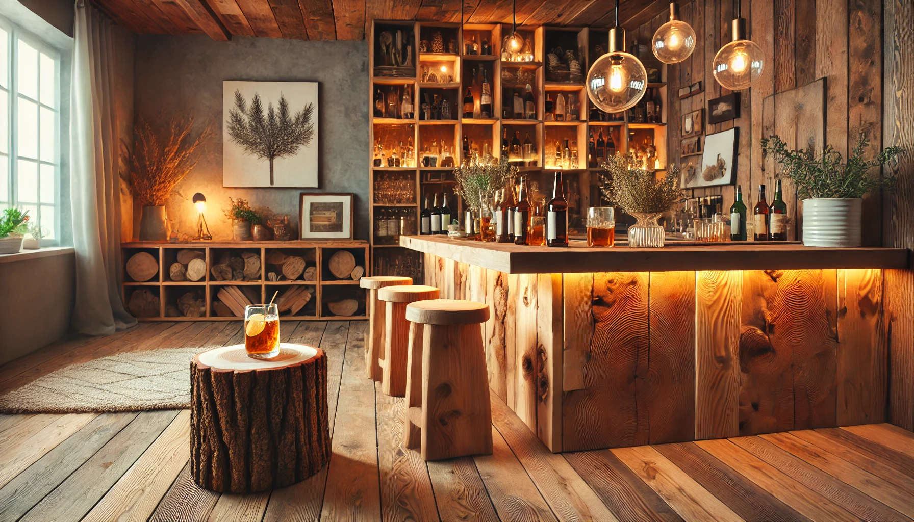 Custom DIY Home Bar Design with Rustic Charm