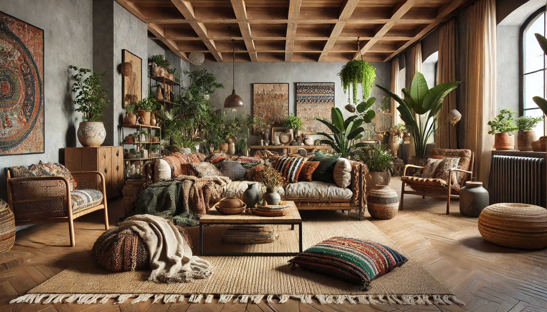 Eclectic Bohemian Living Room with Natural Elements