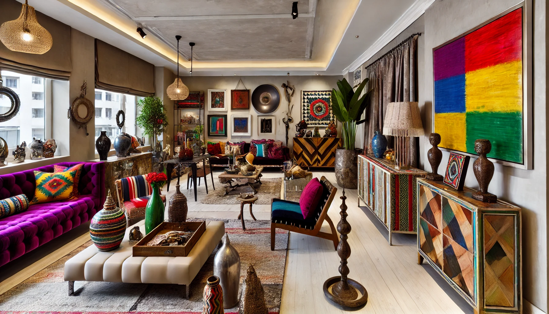 Eclectic Home Interior With A Blend Of Styles And Vibrant Colors