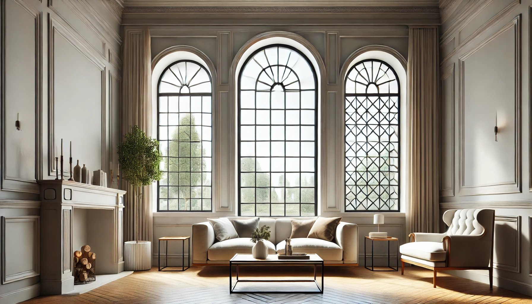 Elegant Arched And Rectangular Windows For A Unique Home Design