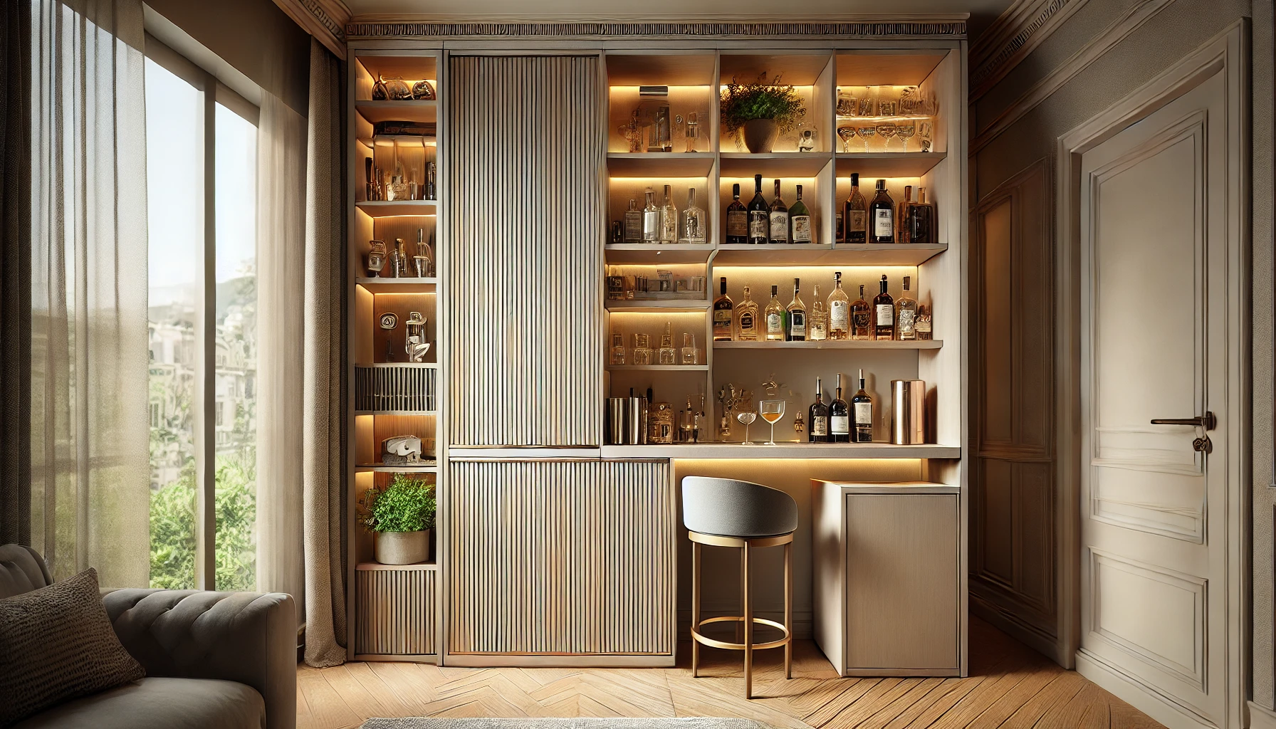 Elegant Compact Home Bar Design for Small Apartments