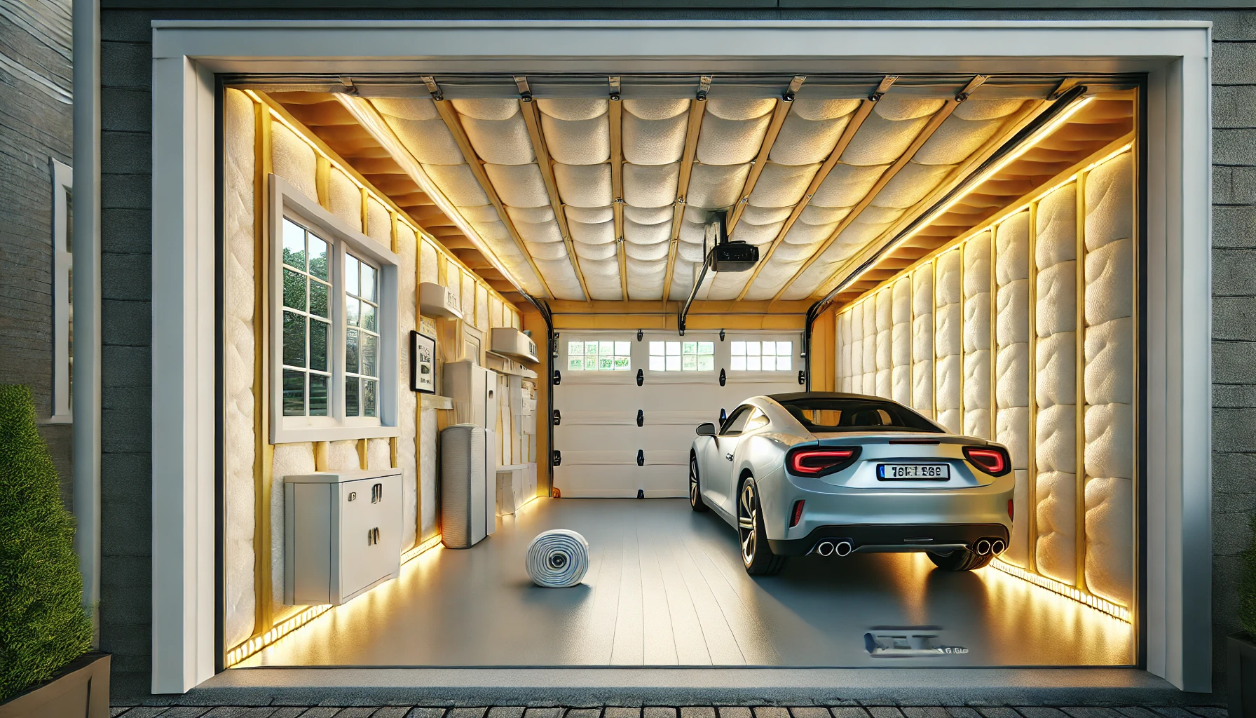 Energy-Efficient Garage with Insulation and LED Lighting