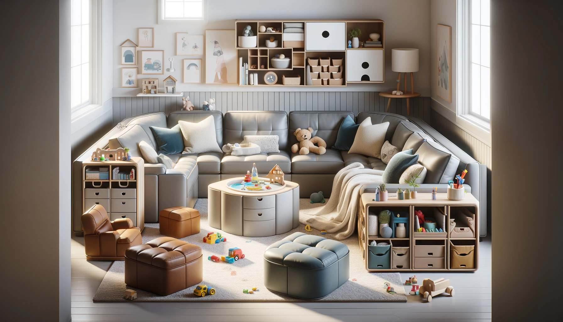 Family-Friendly Living Room with Kid-Safe, Multi-Functional Furniture