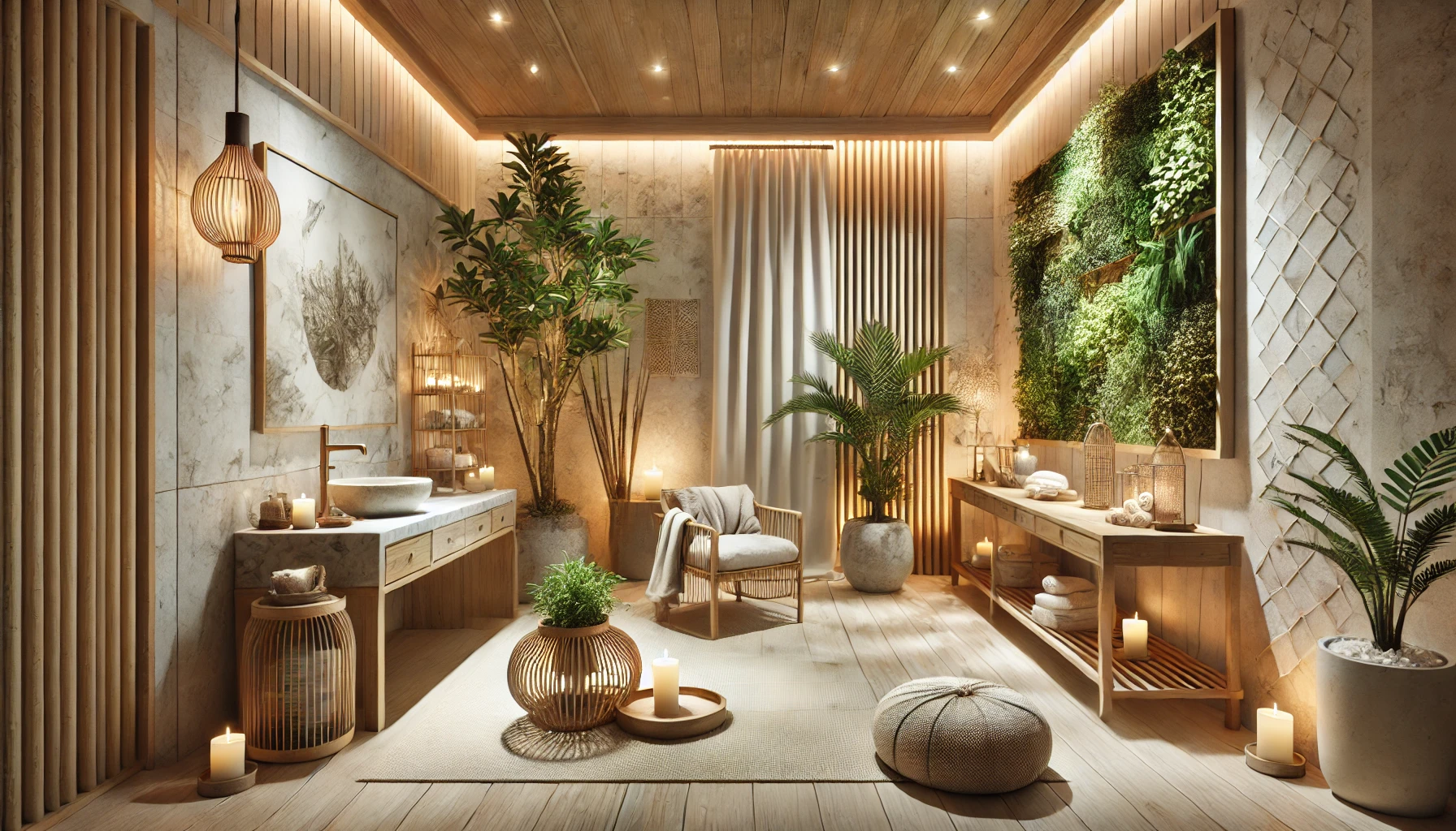 Luxurious Home Spa With Natural Elements And Zen Atmosphere