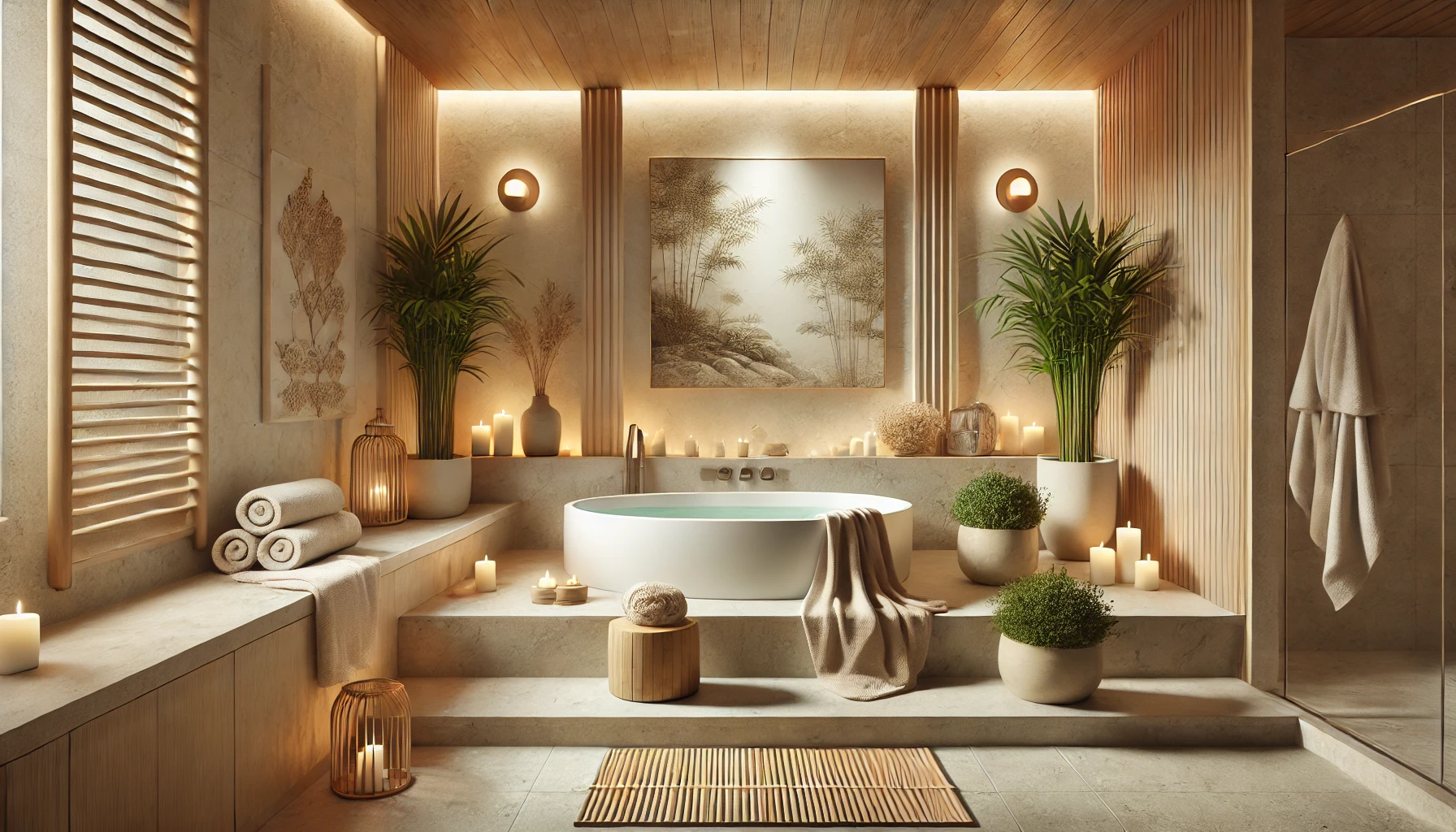 Luxurious Minimalist Home Spa with Natural Elements