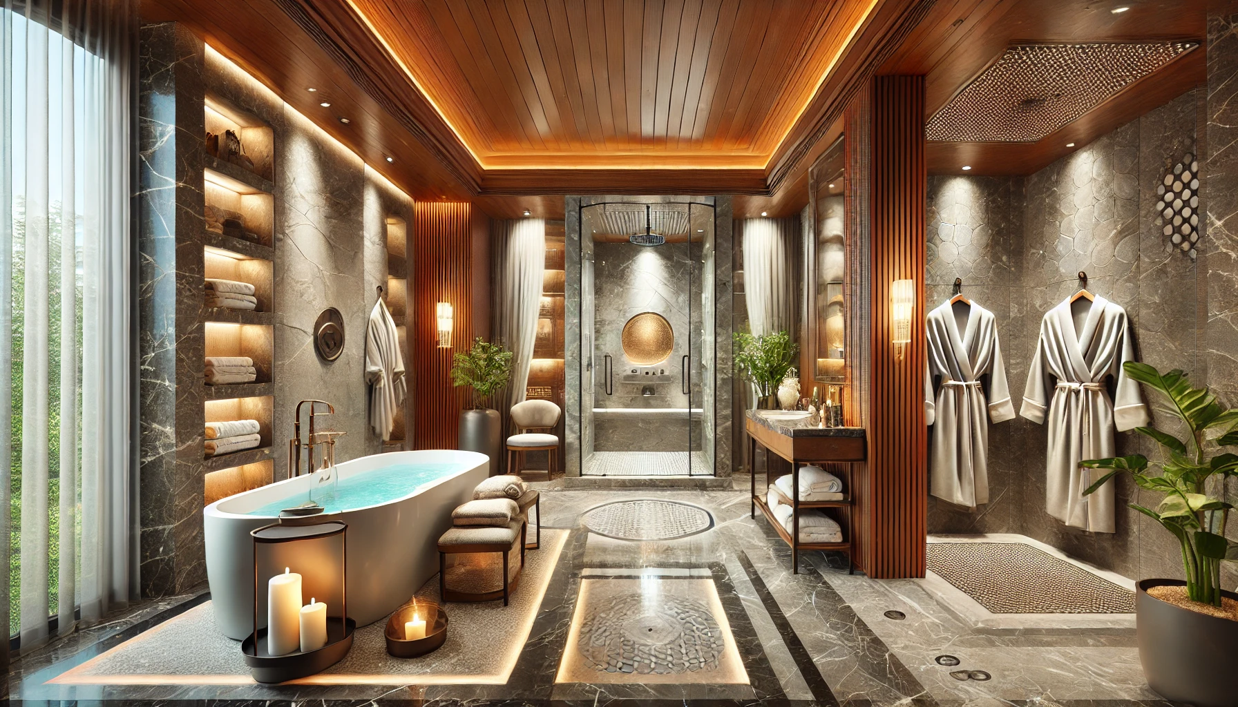 Luxury Home Spa with High-End Features and Elegant Materials