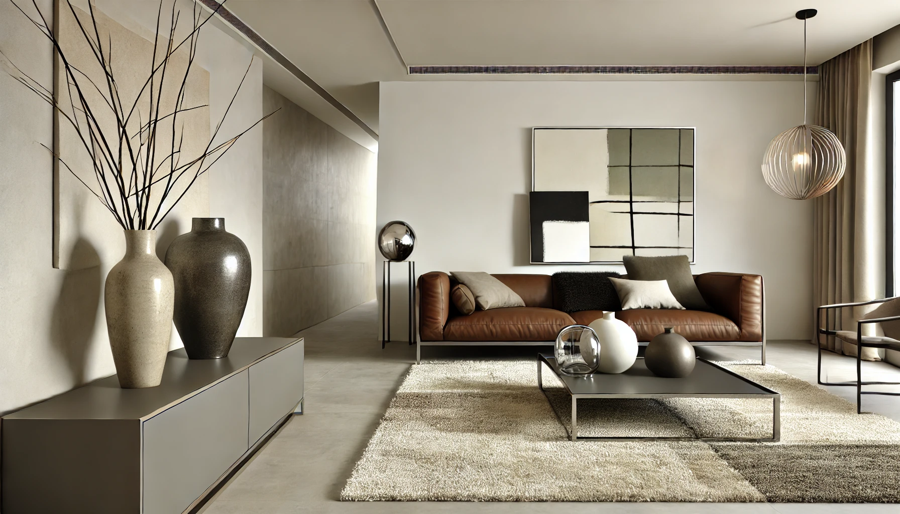 Minimalist Contemporary Living Room with Elegant Textures