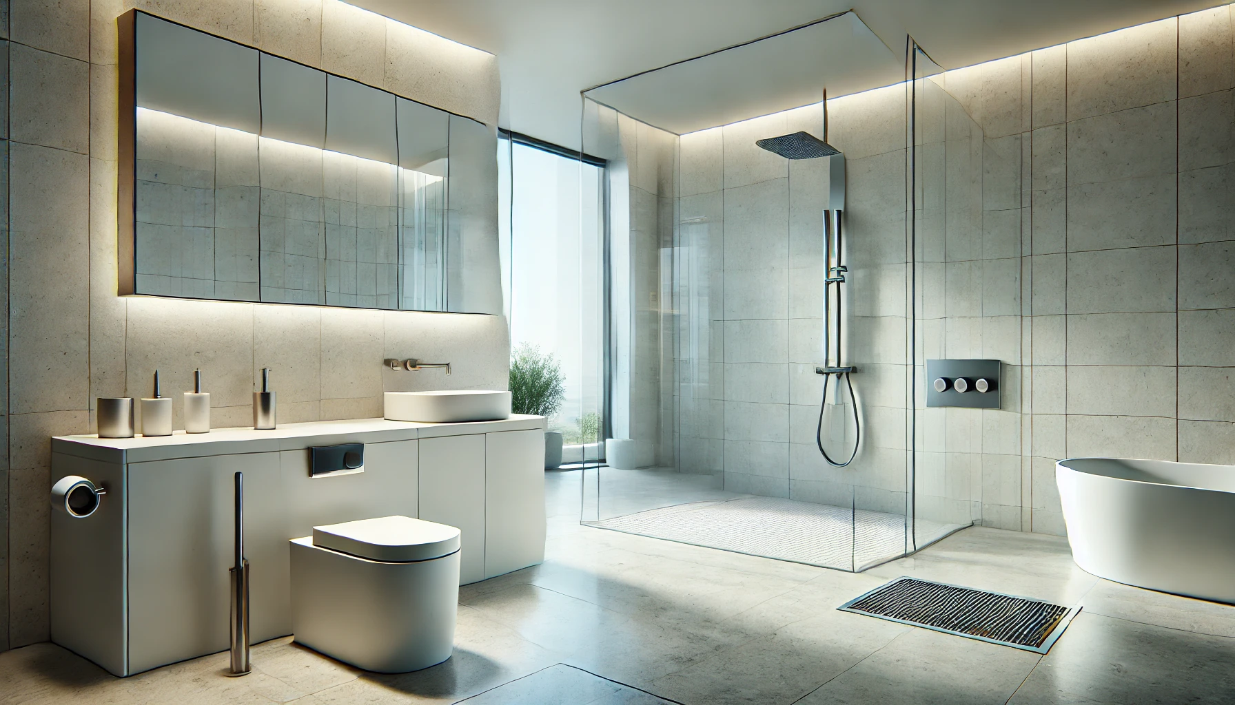 Minimalist Eco-Friendly Bathroom with Low-Flow Fixtures