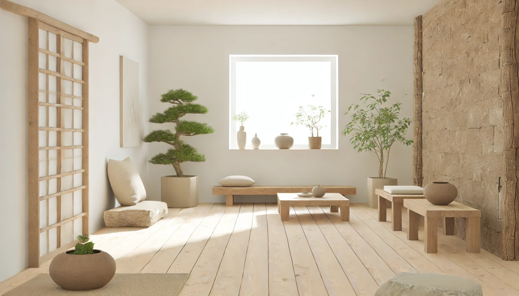 Minimalist Zen Space With Natural Elements