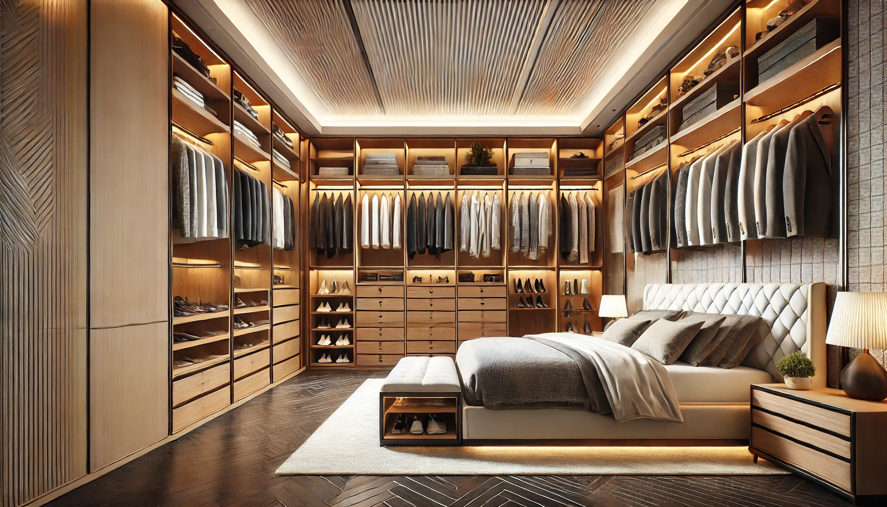 Modern Bedroom With Luxurious Custom Closet