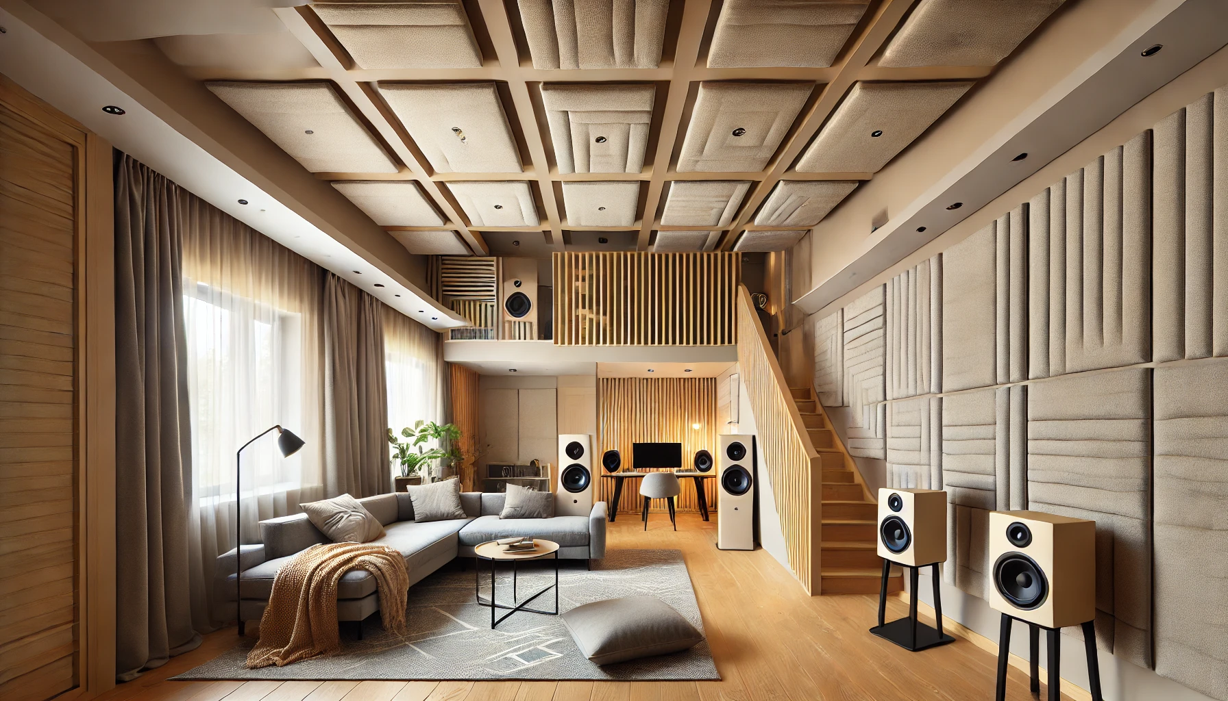 Modern Home with Acoustic Panels for Soundproofing and Noise Reduction