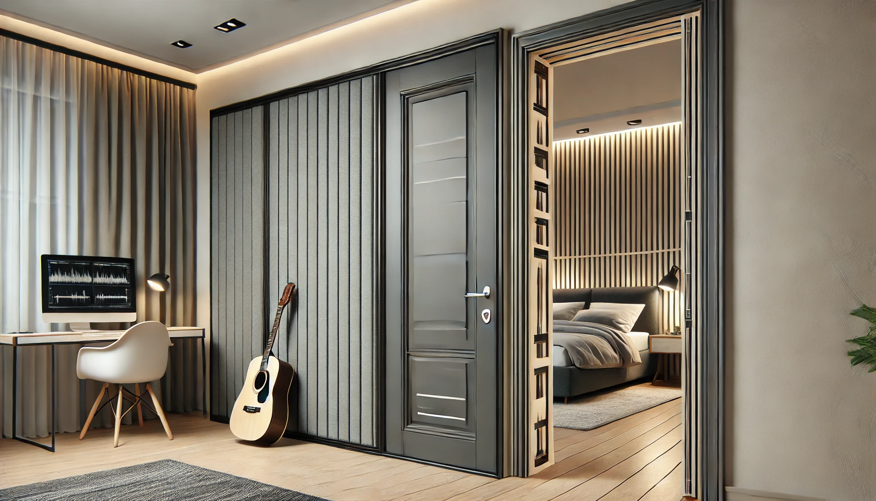 Modern Home with Soundproofed Solid-Core Doors