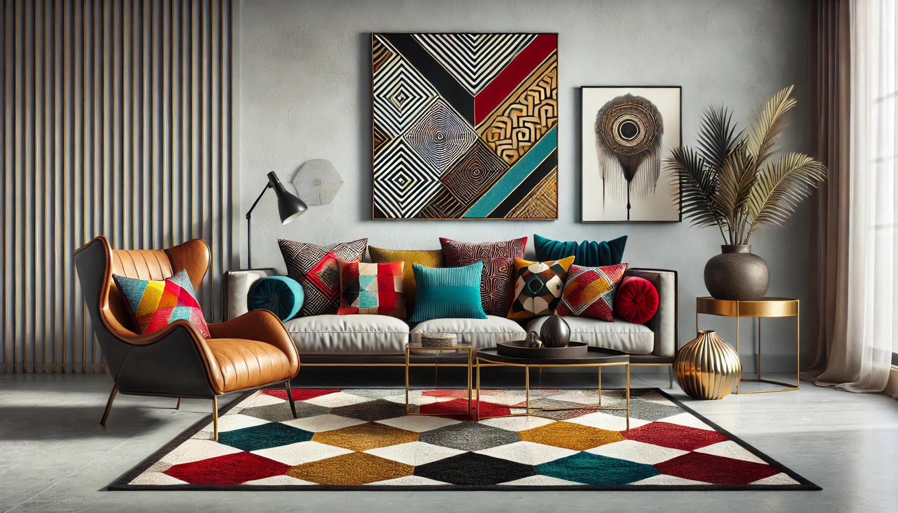 Modern Living Room With Bold Accents And Patterns