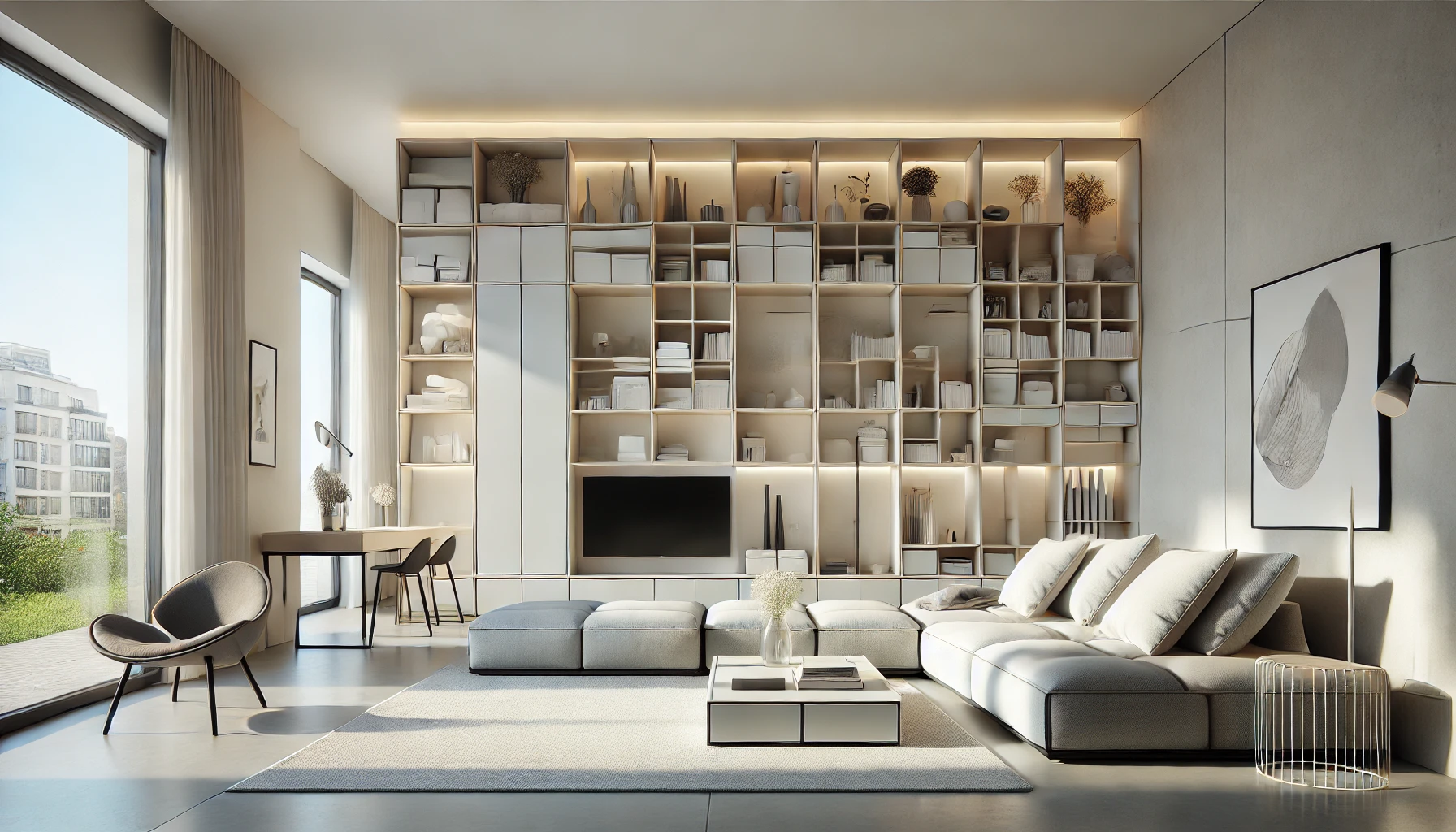 Modern Minimalist Living Room with Multi-Functional Elegance