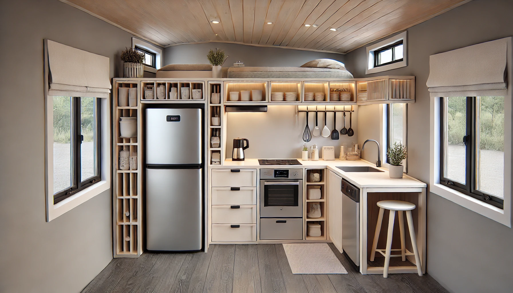 Modern and Space-Efficient Tiny House Kitchen