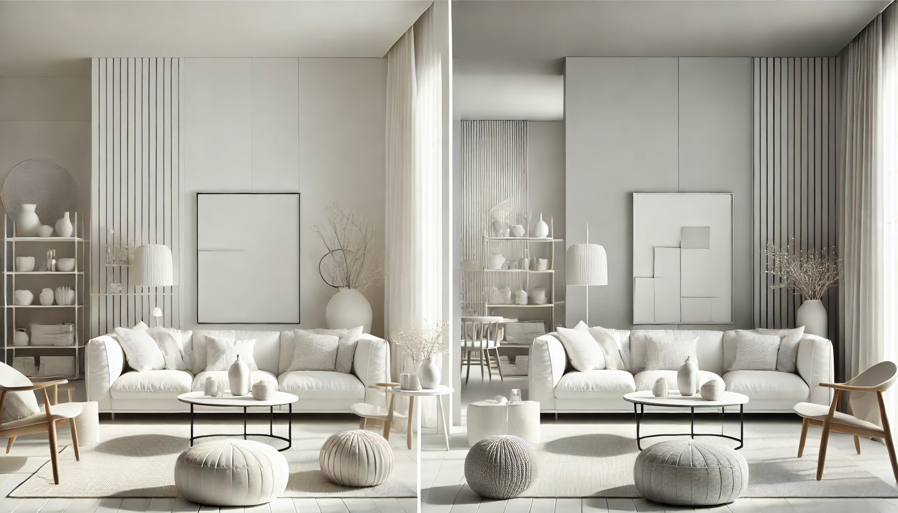 Monochromatic All White And Shades Of Gray Interior Design