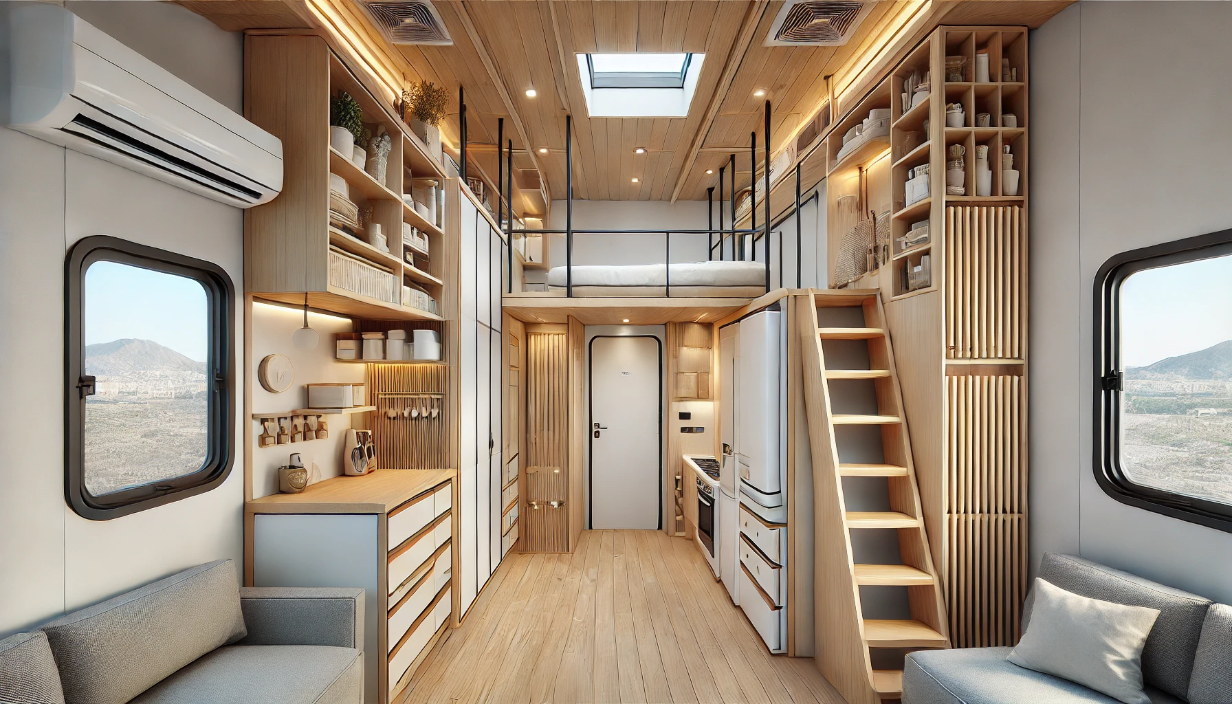 Sleek And Organized Tiny House With Vertical And Hidden Storage Solutions