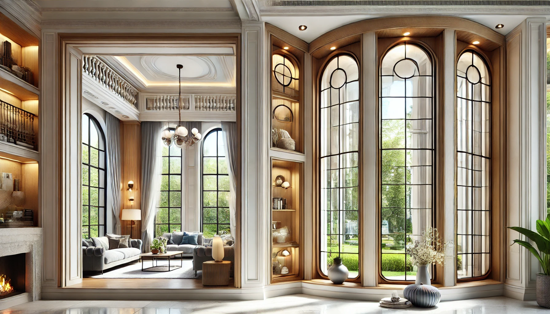 Stunning Home with Modern Floor-to-Ceiling, Bay, and Arched Windows