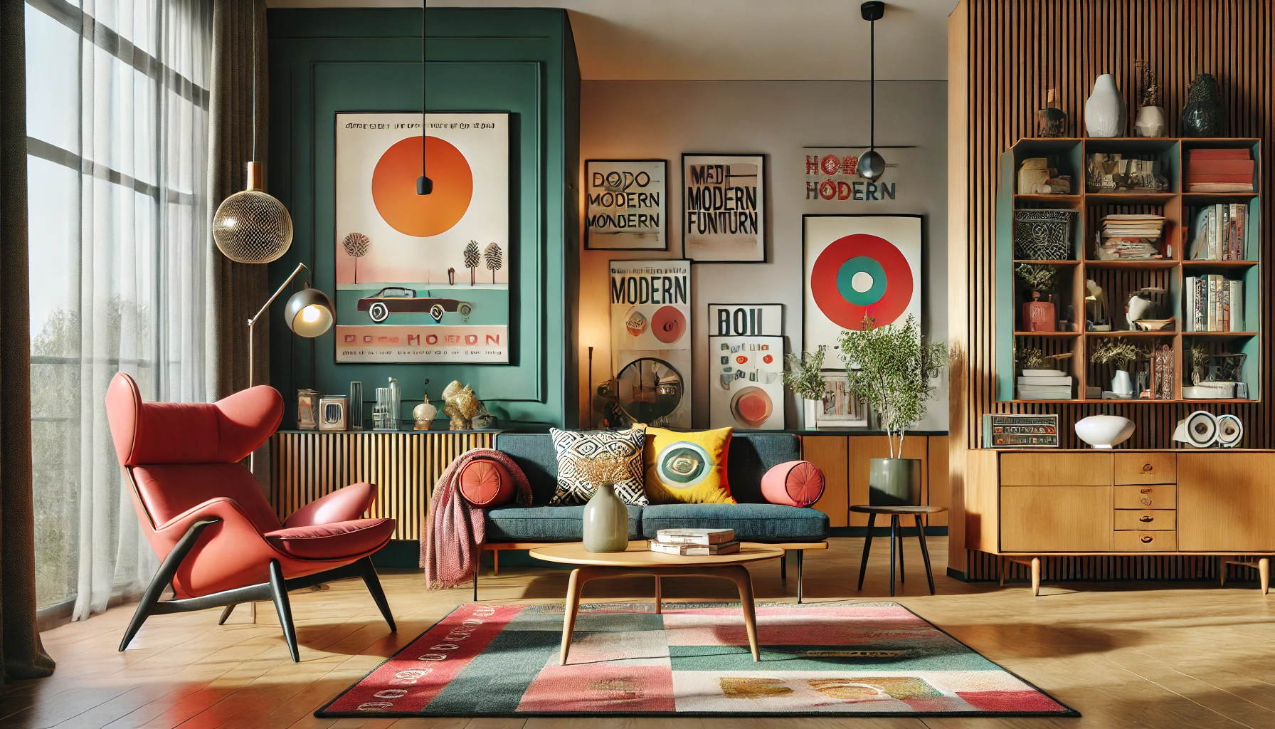 Stylish Retro Modern Home Interior With Vintage And Modern Elements