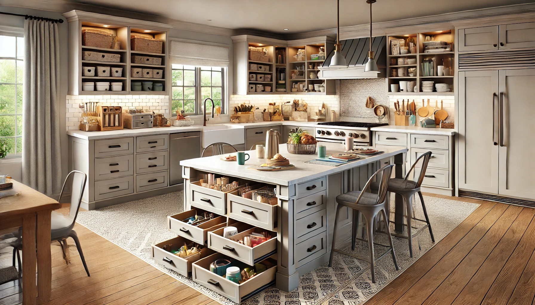 Stylish and Practical Family-Friendly Kitchen with Kid-Friendly Storage