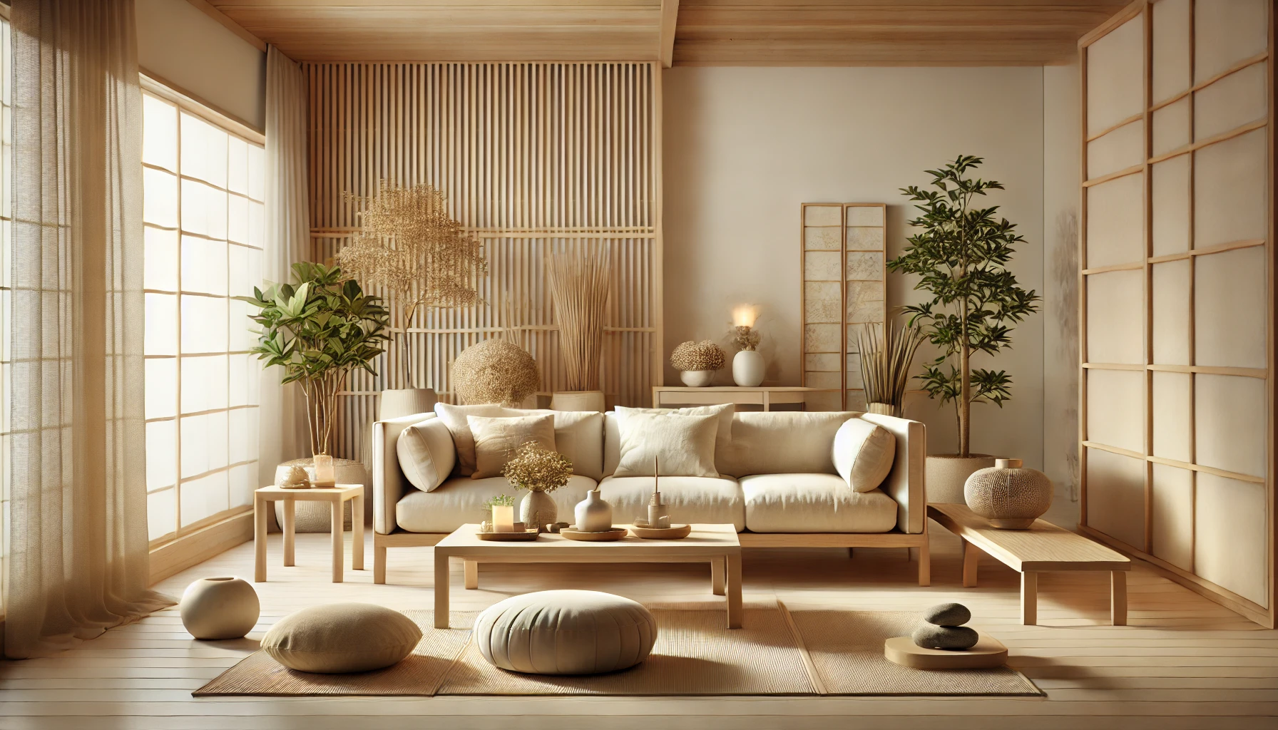 Tranquil Zen Living Space for Relaxation and Mindfulness