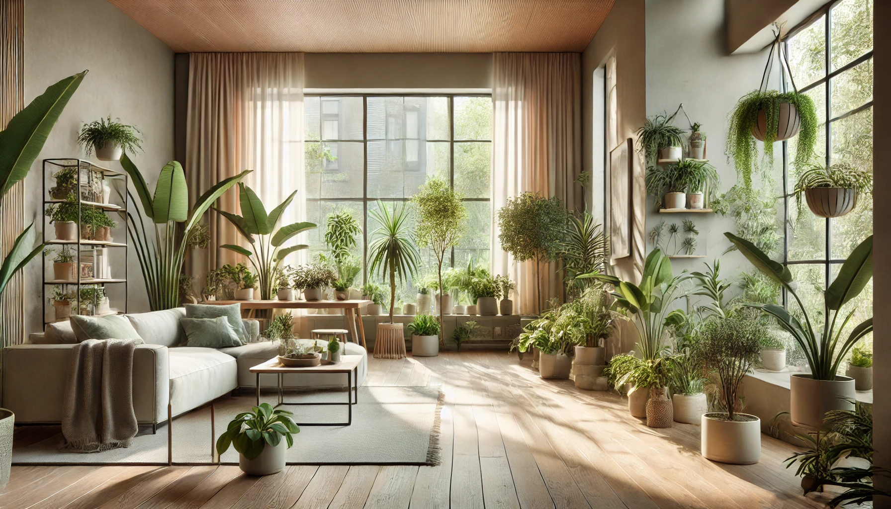 Serene, Eco Friendly Living Space With Houseplants, Natural Ventilation, And Low Voc Paints, Promoting Healthy Indoor Air Quality.