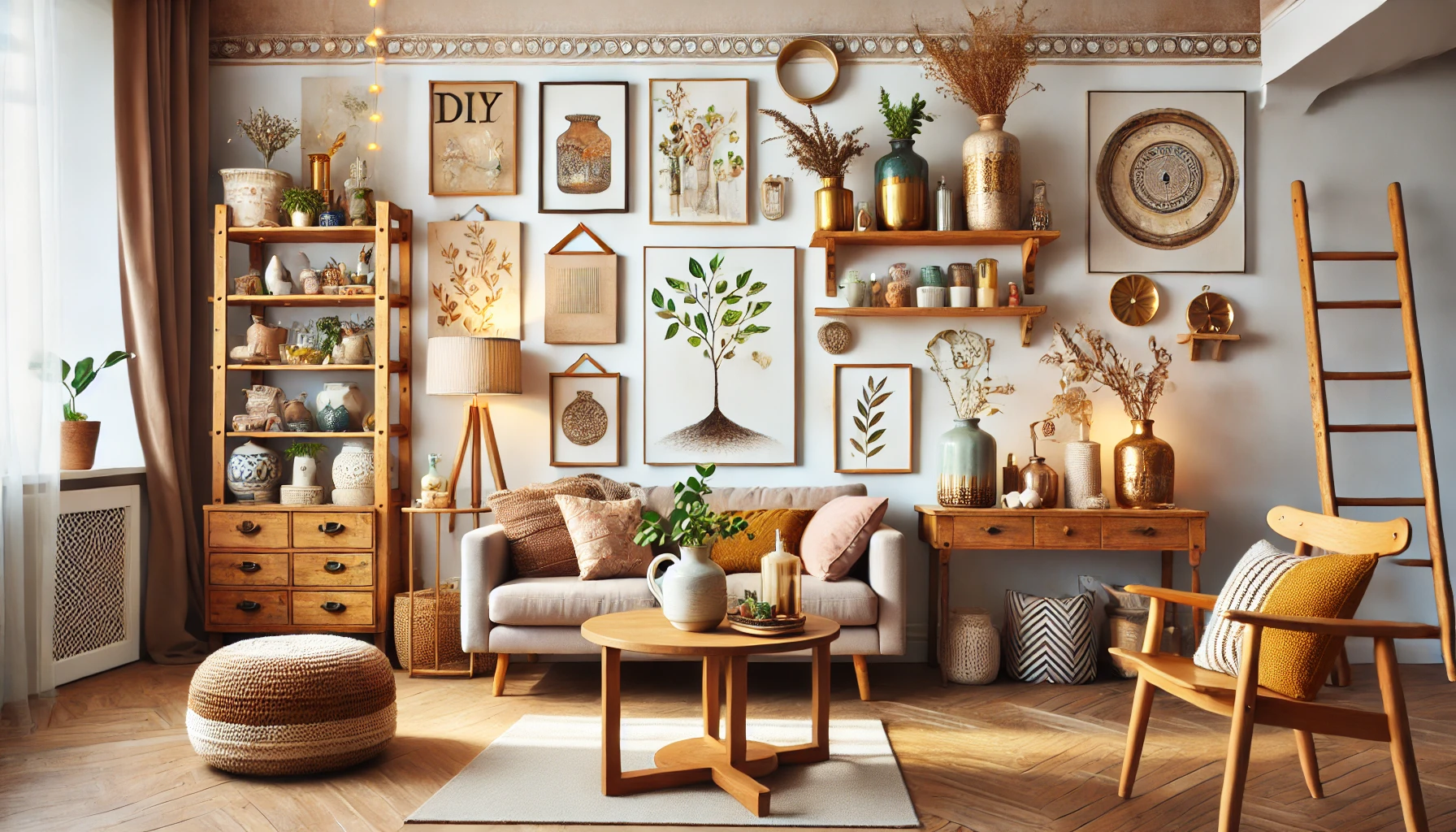 Showcasing A Beautifully Decorated Living Room Filled With Diy Home Décor Elements. Feel Free To Explore The Visual Details To Inspire Your Home Design Projects!